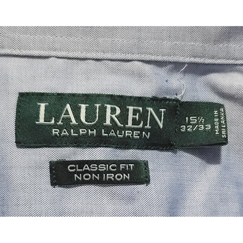 Lauren Ralph Lauren Men's Blue Classic Fit‎ Non-Iron Dress Shirt Size 15.5 32/33 - Picture 2 of 3